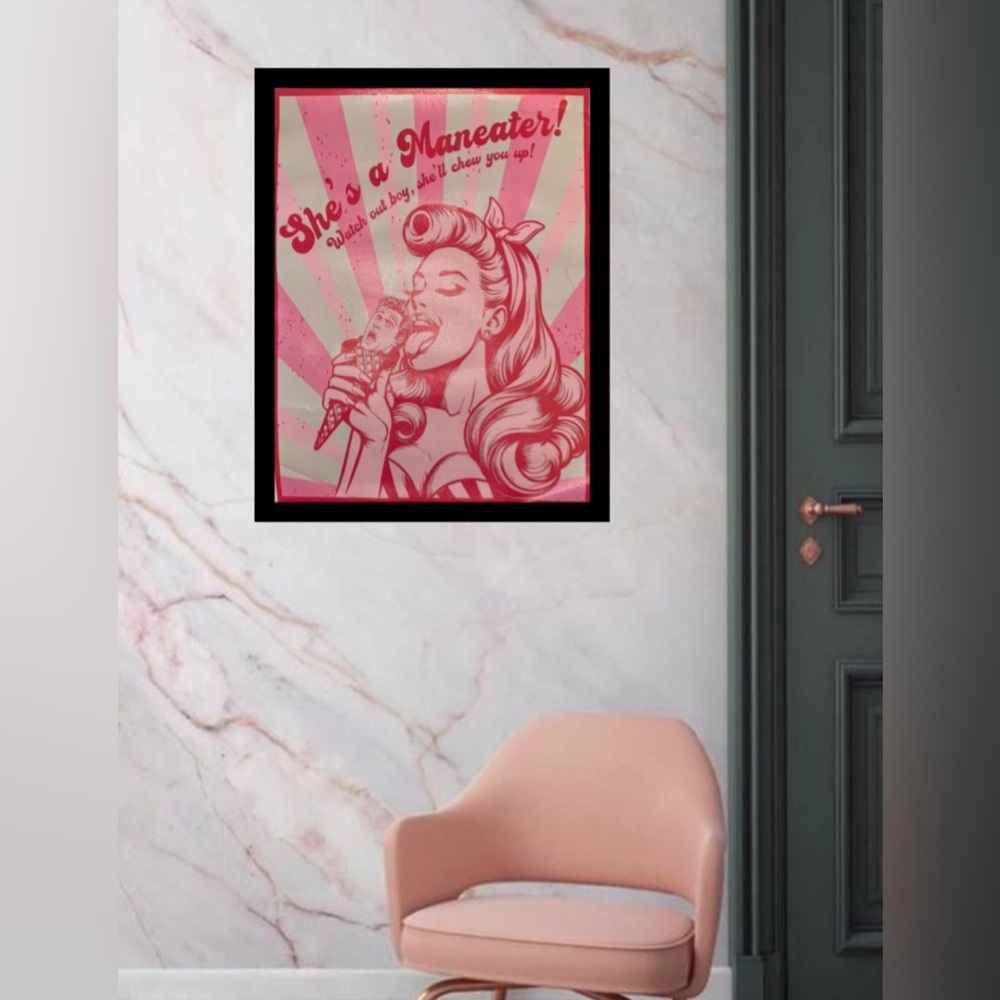 Retro “She’s a Maneater “ Pink & Red Pin Up Girl
Ice Cream Cone Canvas Print - Picture 2 of 12